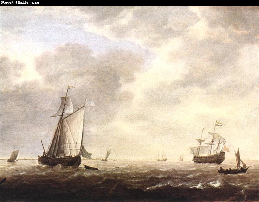 VLIEGER, Simon de A Dutch Man-of-war and Various Vessels in a Breeze r